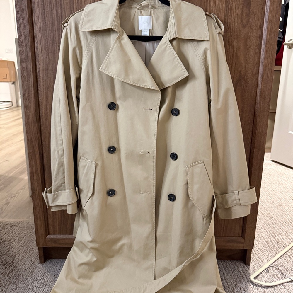 H&M Beige Double-Breasted Trench Coat